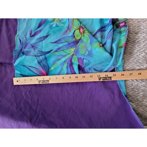 Vintage Tropical Floral Sleeveless Maxi Dress Purple Lining - Picture 10 of 10
